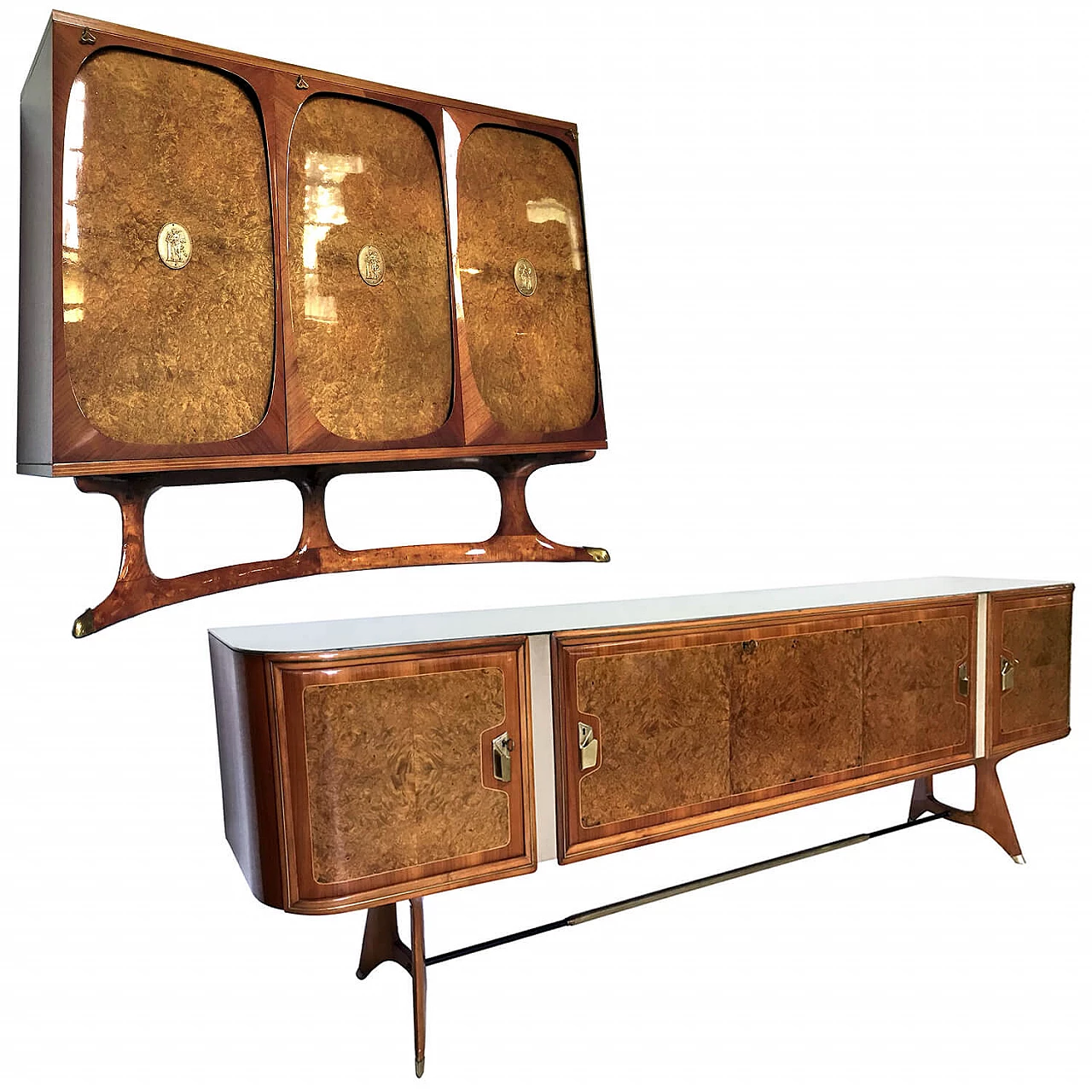 Two sideboard in birch briar by Vittorio Dassi, 1950s 1152844