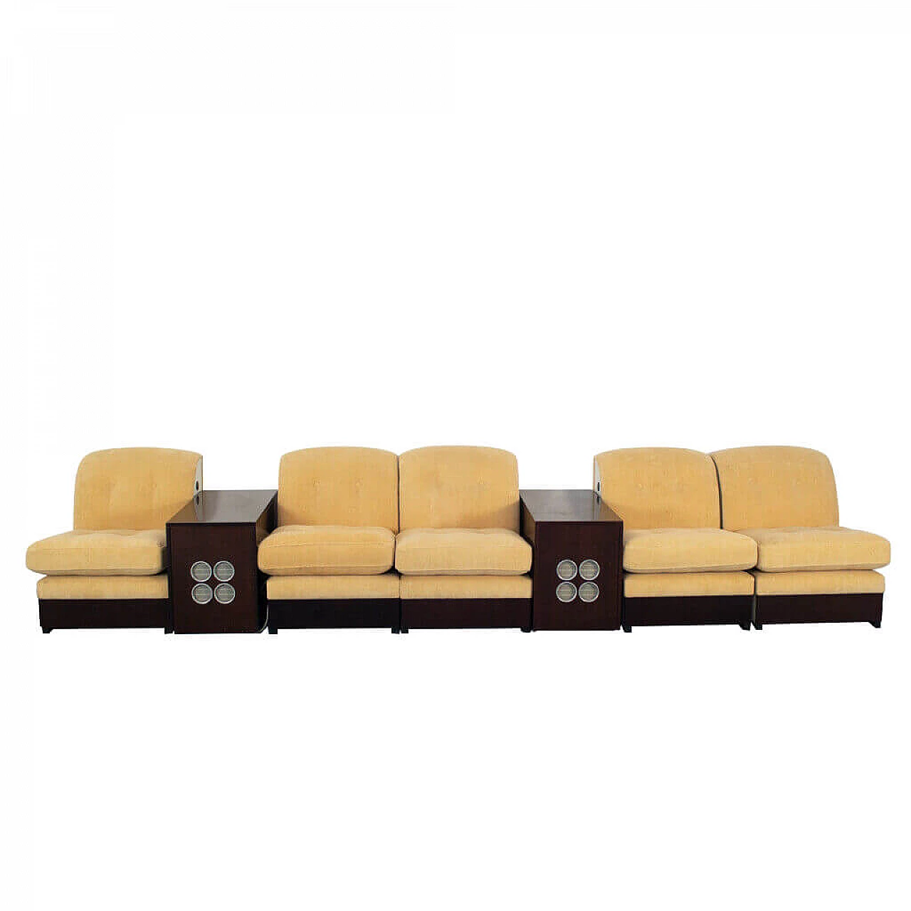 Set da salotto composto da poltrone modulari e tavolini con speaker e giradischi, anni '70 1153150