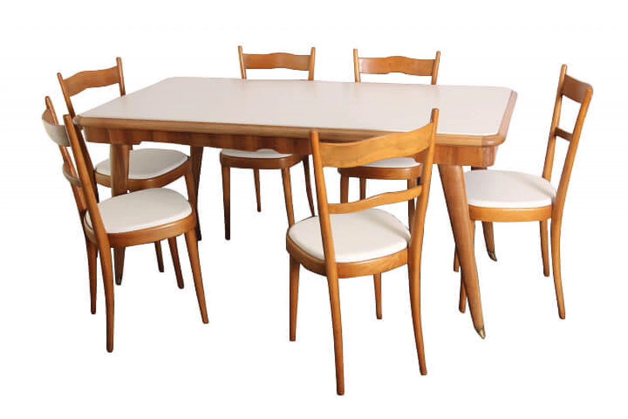 Tavolo con 6 sedie, anni '60 1153663