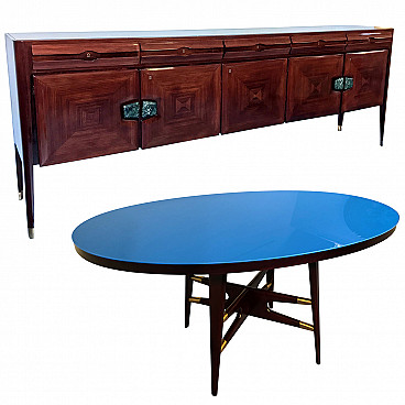 Mid-century Italian sideboard and dining table, 1950s