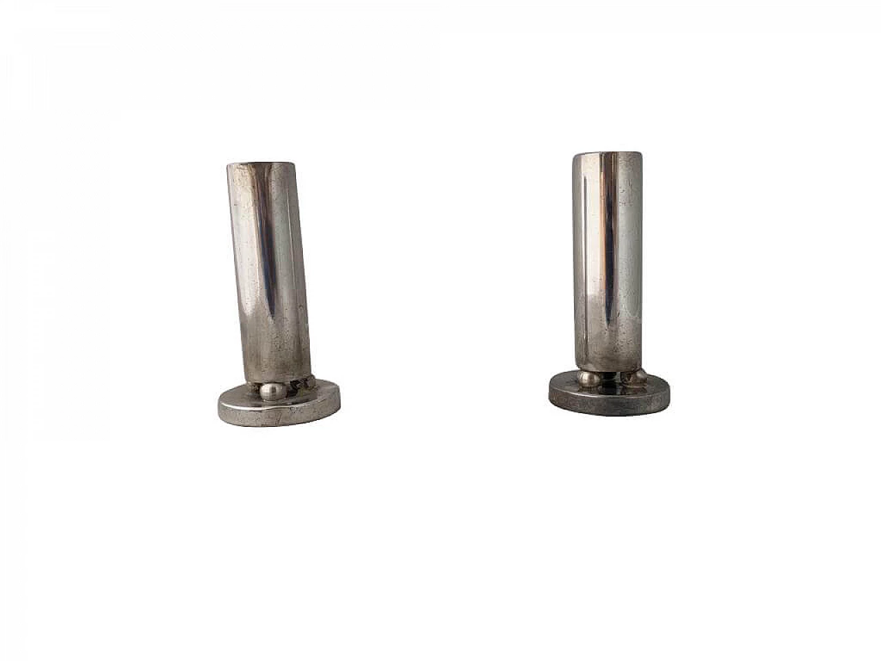 Pair of single flower vases or silver plated candle holder by Gio Ponti for Krupp 1153773