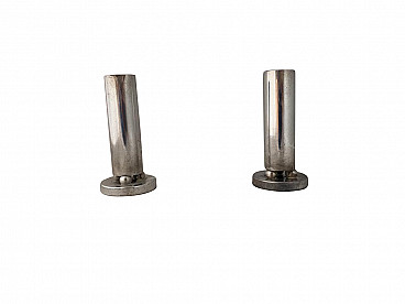 Pair of single flower vases or silver plated candle holder by Gio Ponti for Krupp