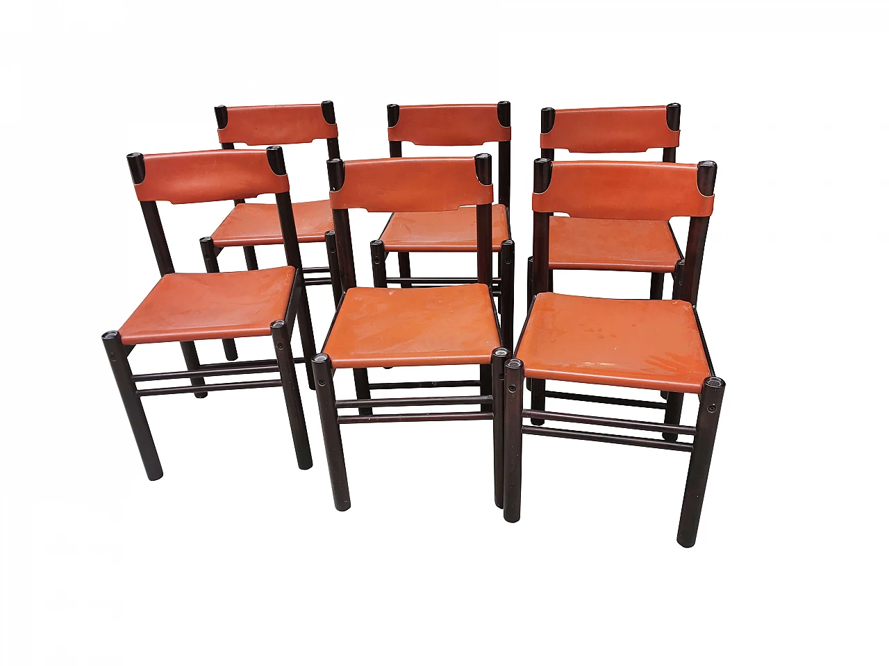 6 Chairs with leather seat by Ibisco Sedie, 1960s 1153984