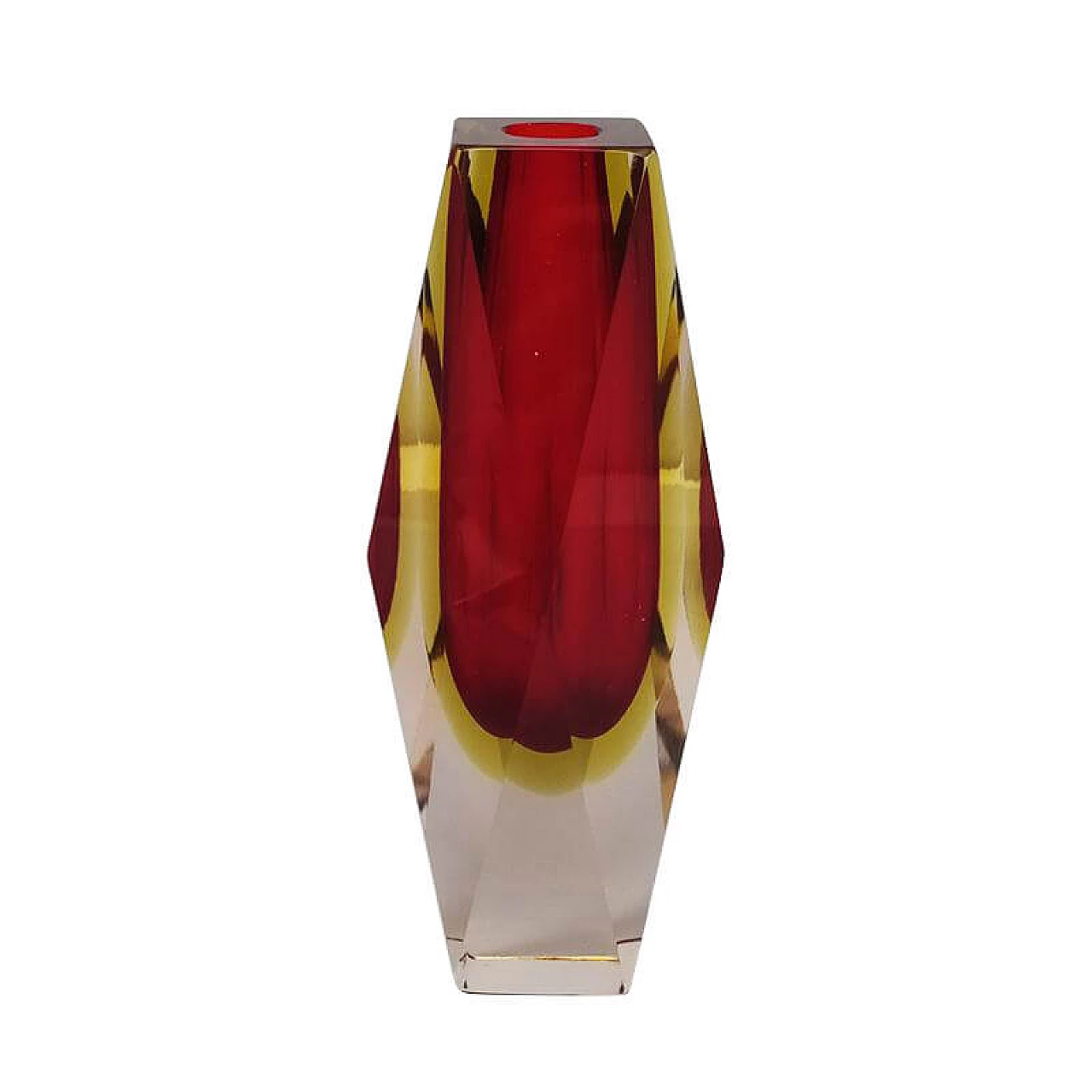 Multifaceted red vase designed By Flavio Poli for Seguso, 60s 1154021