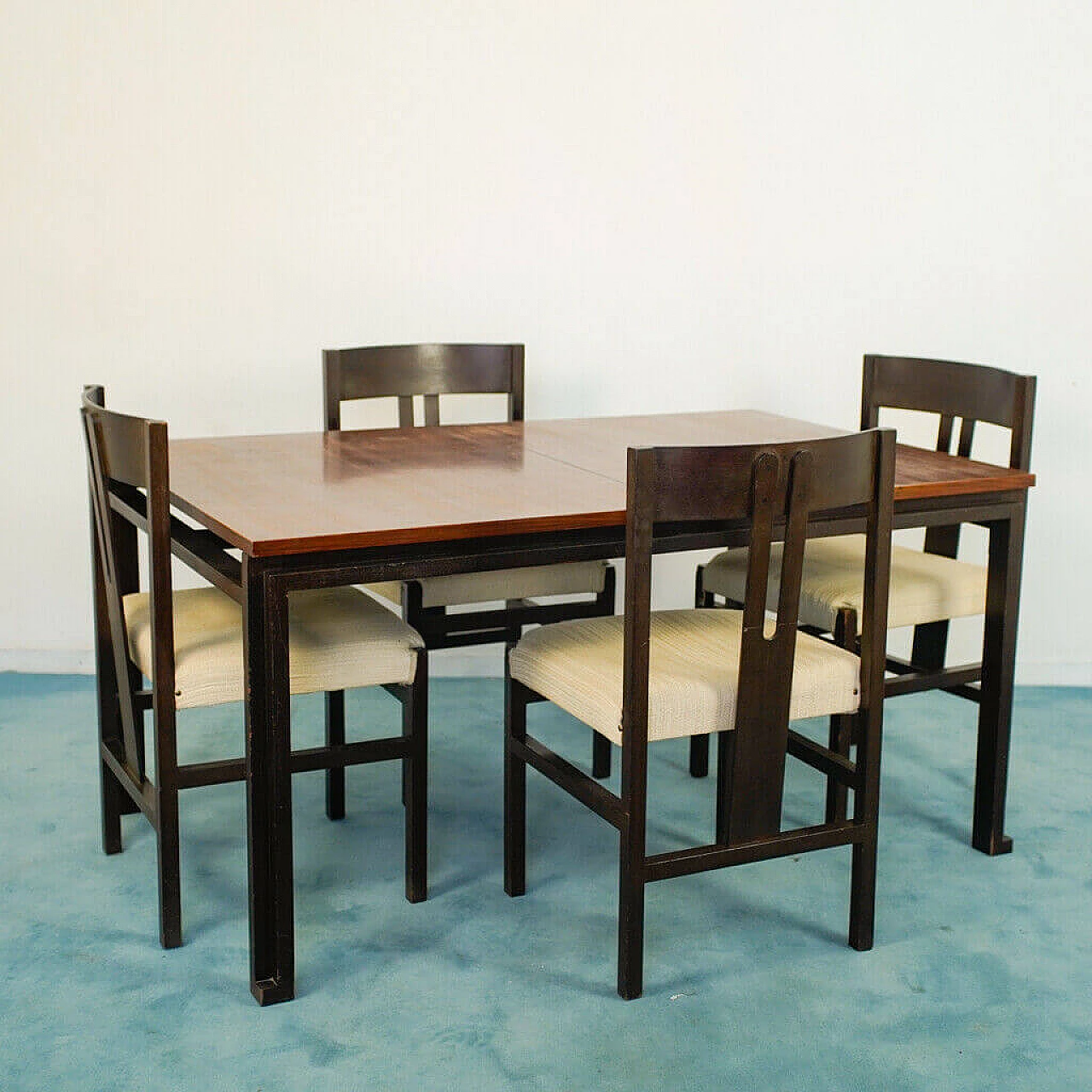 Tavolo da pranzo con 4 sedie di Angelo Mangiarotti, anni '60 1154420