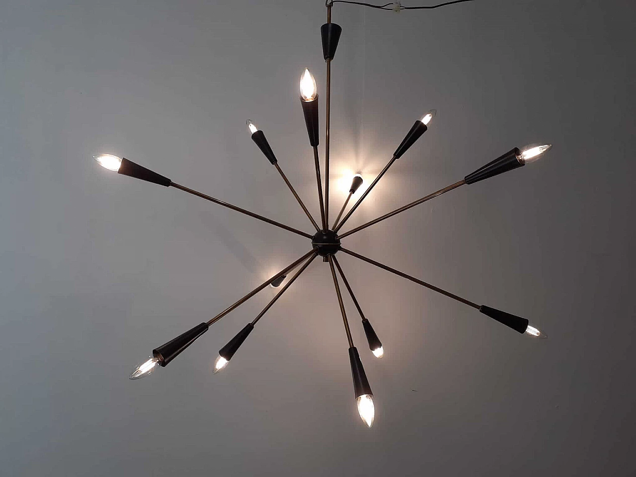 Chandelier with 12 lights in brass and aluminum 1154444