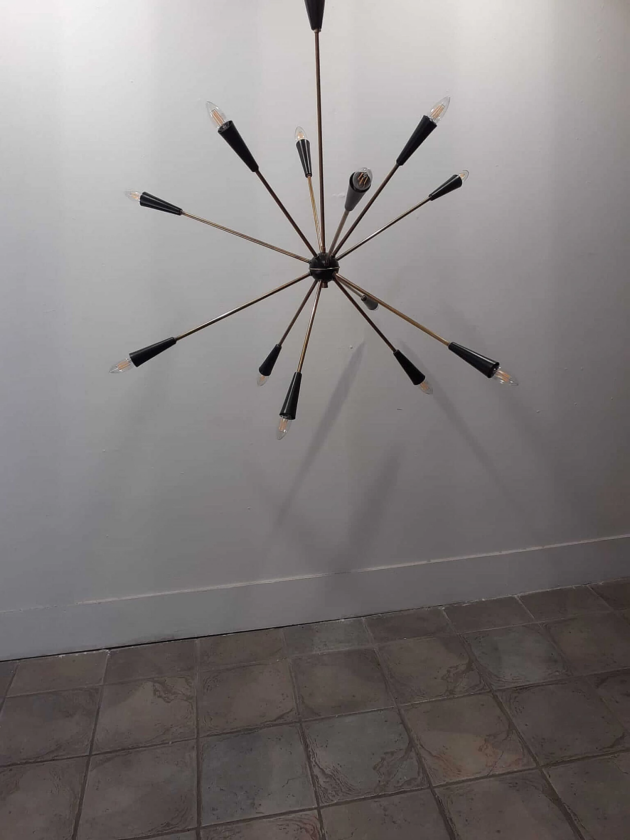 Chandelier with 12 lights in brass and aluminum 1154450