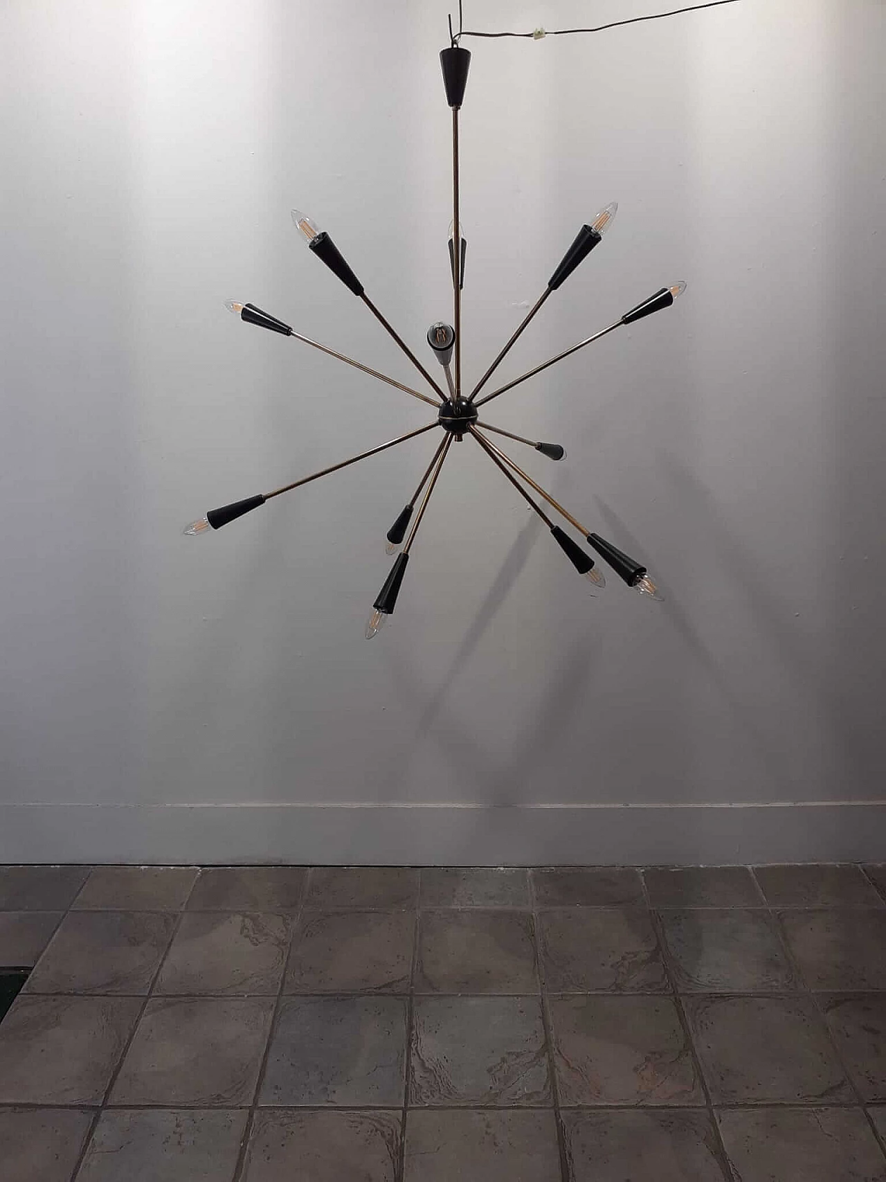 Chandelier with 12 lights in brass and aluminum 1154453