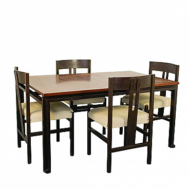 Dining table with 4 chairs by Angelo Mangiarotti, 60's