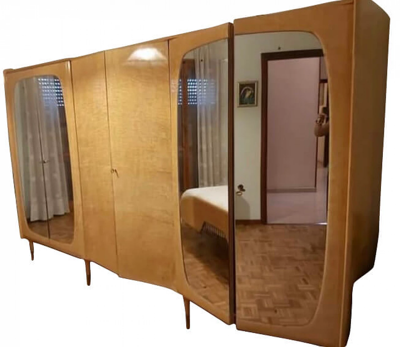 Armadio in radica di acero stile De Baggis, anni '50 1154488