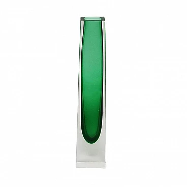 Rare Italian green vase designed By Flavio Poli for Seguso, 60s