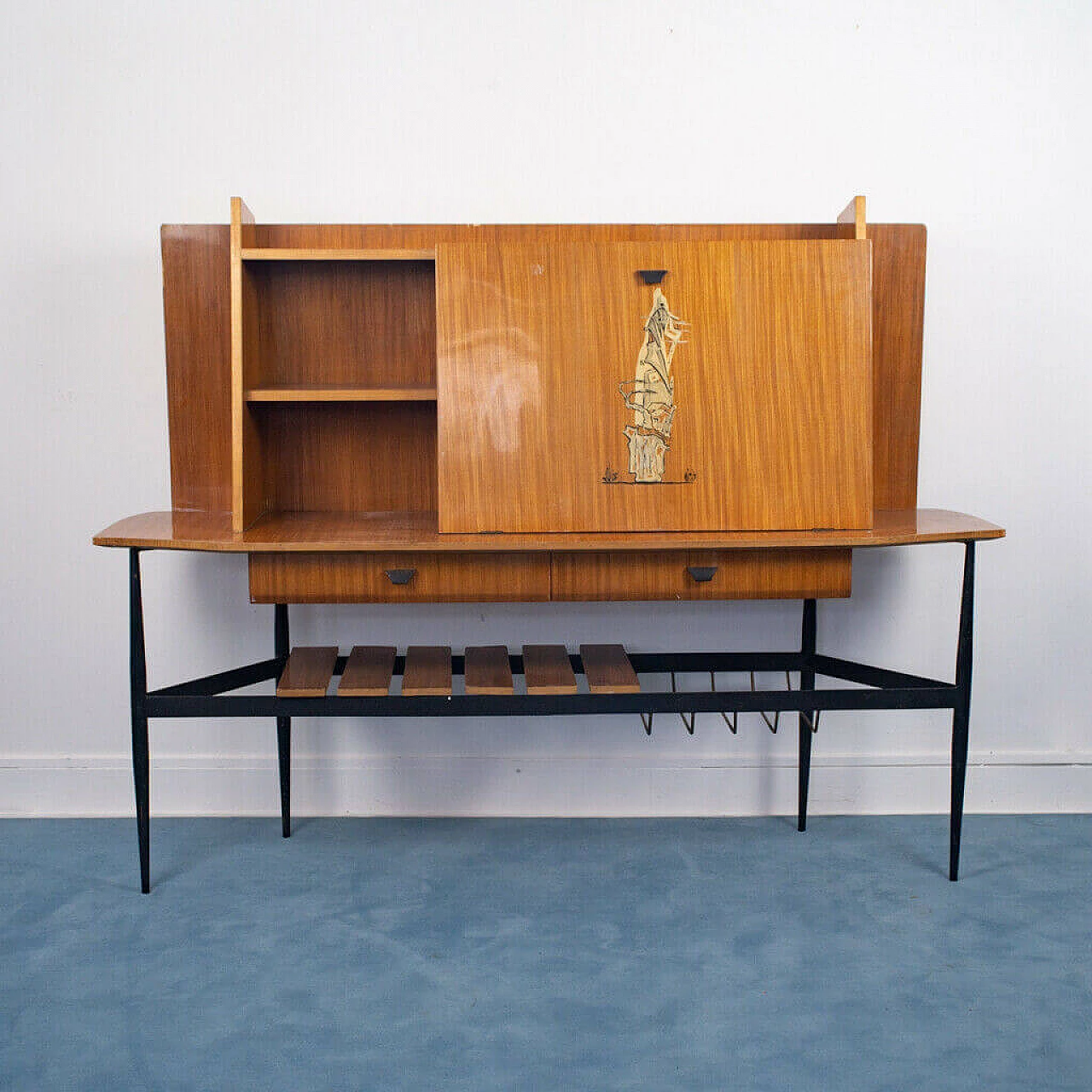 Wood and metal sideboard, 1950's 1155330