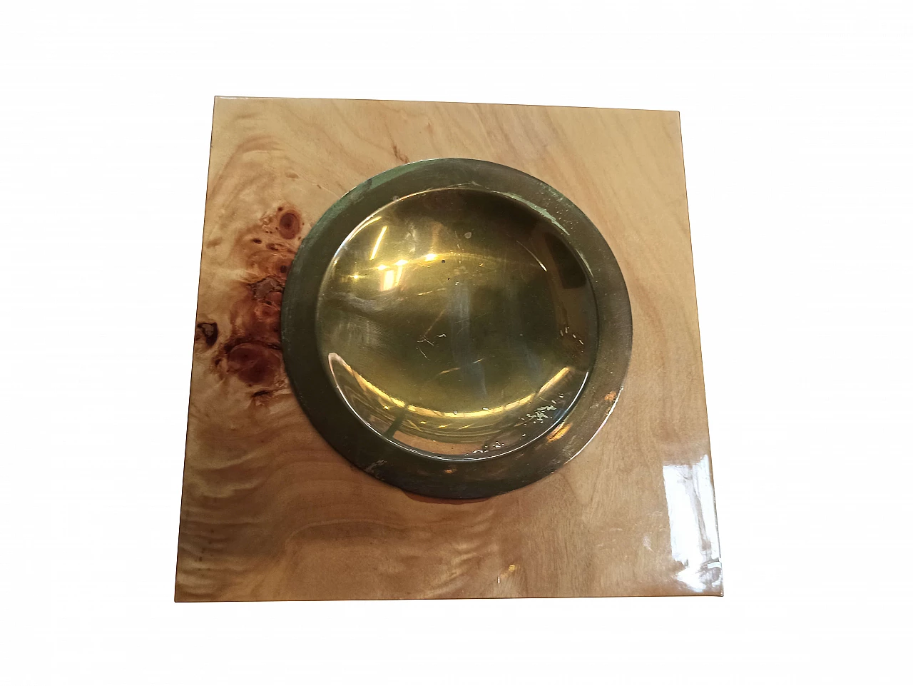 Svuota tasche in ottone e radica di Willy Rizzo, anni '70 1155436