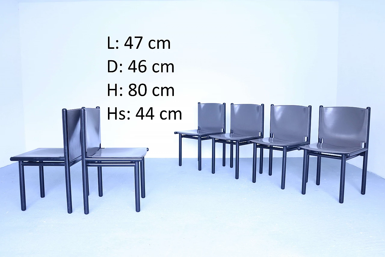 6 Sedie in pelle Caprile di Gianfranco Frattini per Cassina, anni '80 1155485