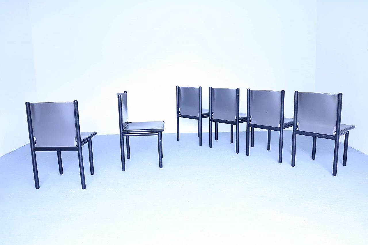 6 leather chairs Caprile by Gianfranco Frattini for Cassina, 80s 1155488