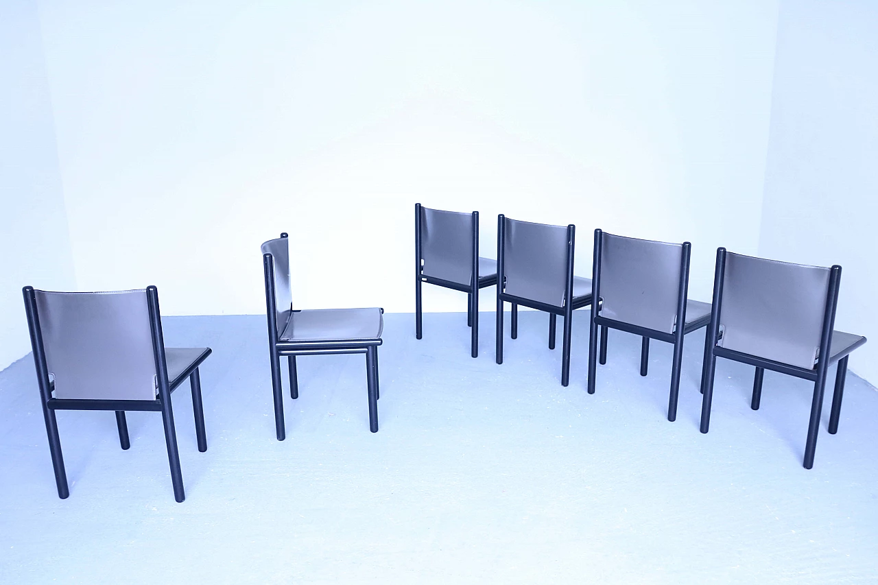 6 leather chairs Caprile by Gianfranco Frattini for Cassina, 80s 1155489