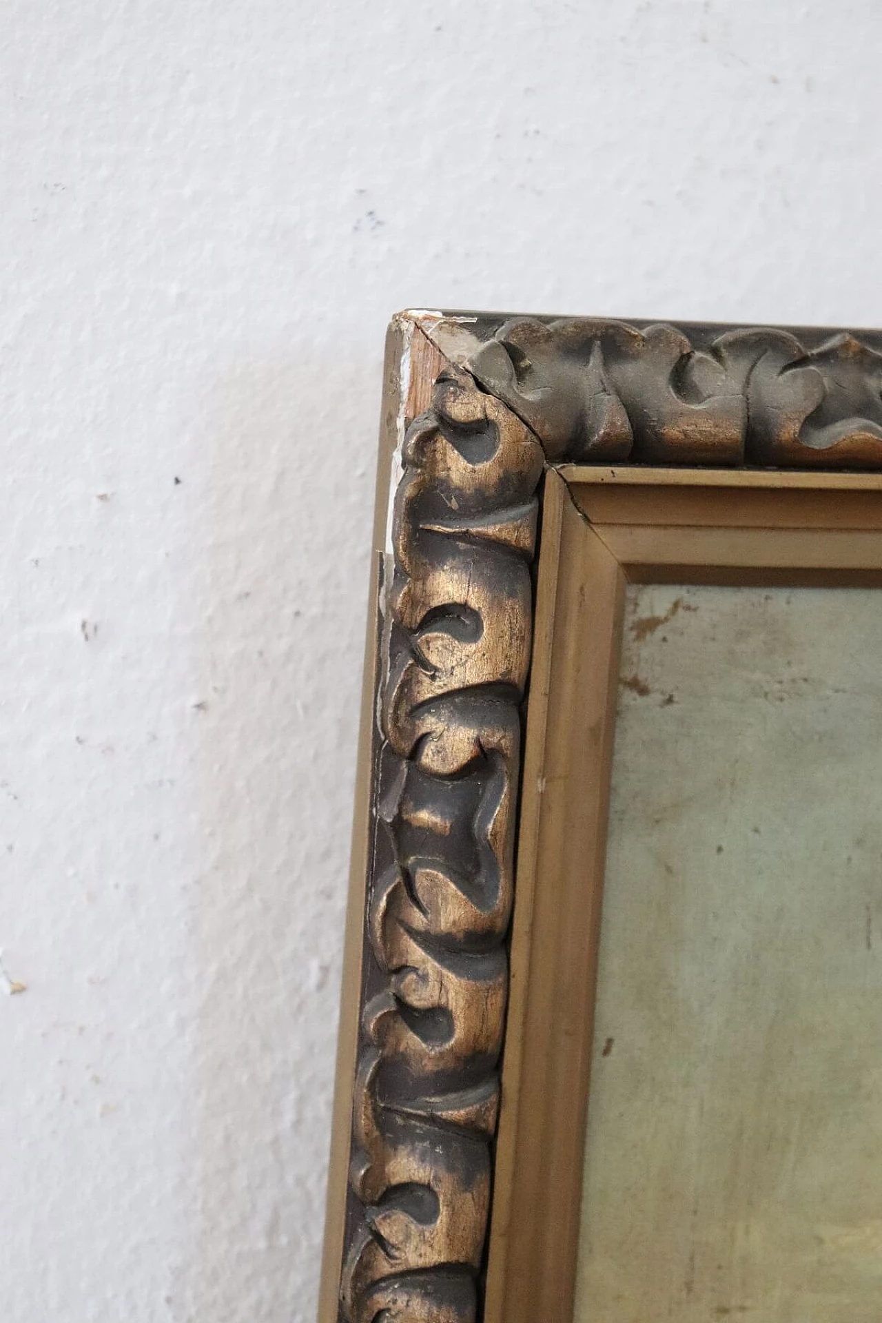 Antico quadro olio su tela con cornice di paesaggio lacustre '800, sec XIX 1156006