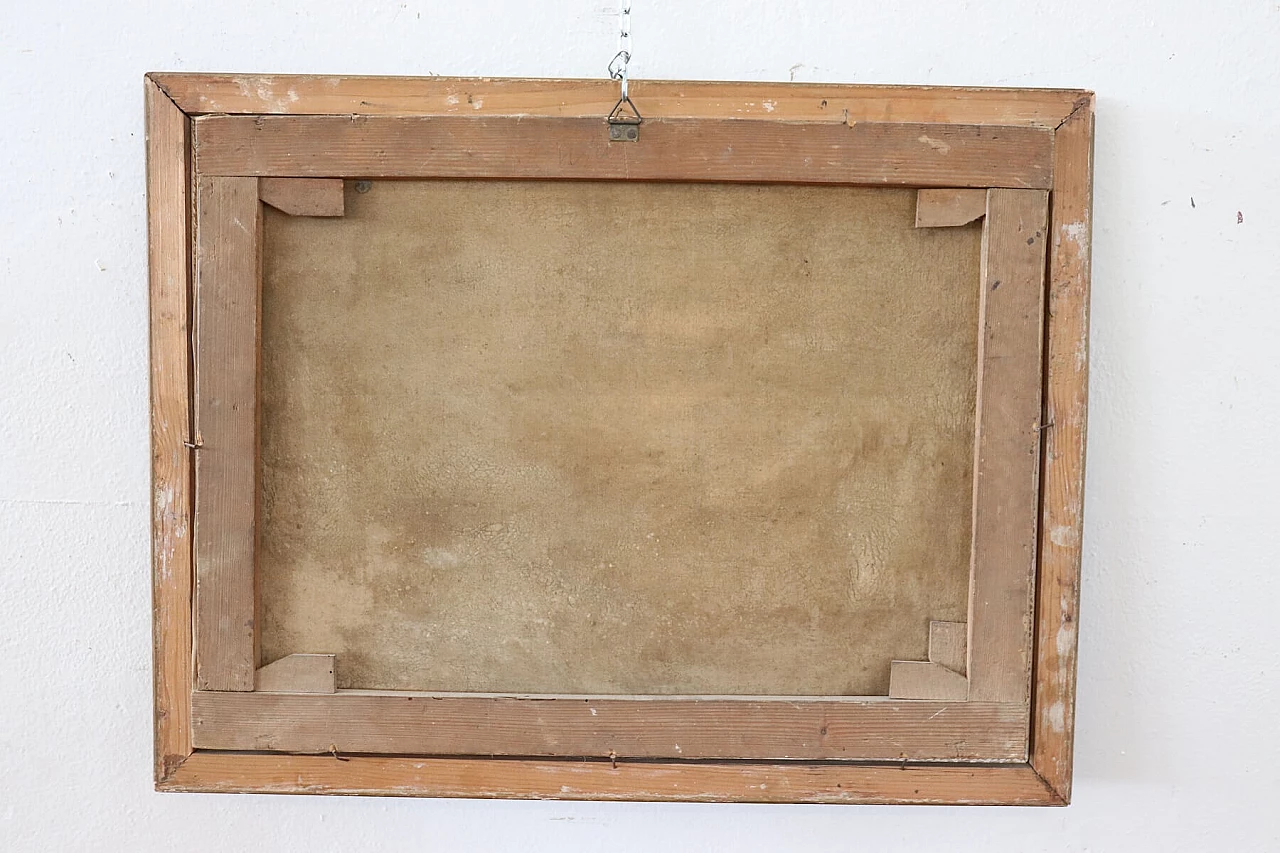 Antico quadro olio su tela con cornice di paesaggio lacustre '800, sec XIX 1156009