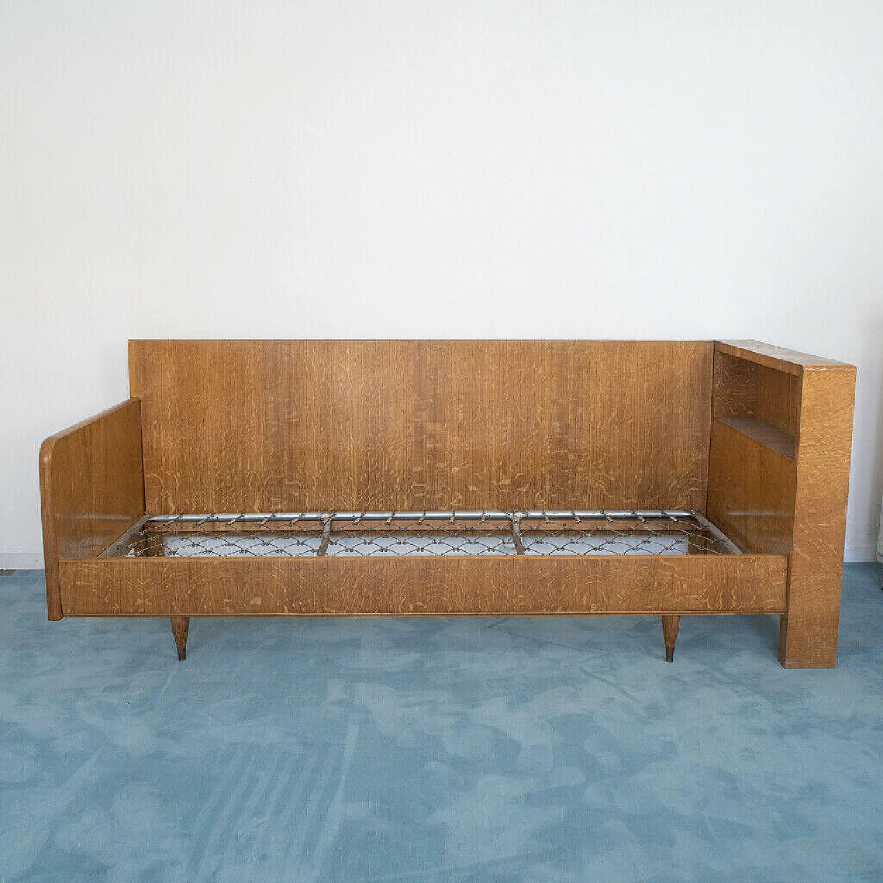 Single bed in wood and brass, 1950's 1156289