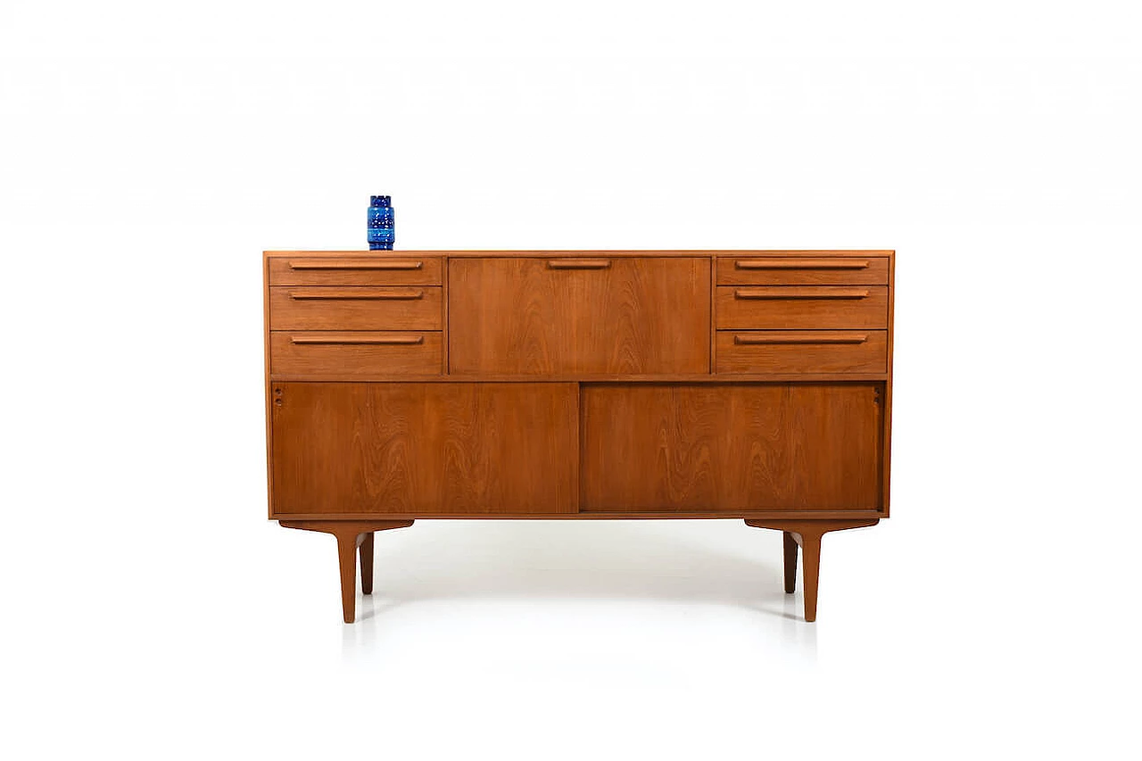 Credenza danese in teak con angolo bar, anni '50 1156427