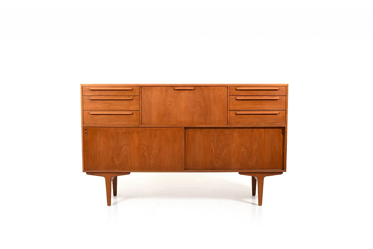 Credenza danese in teak con angolo bar, anni '50 1156429