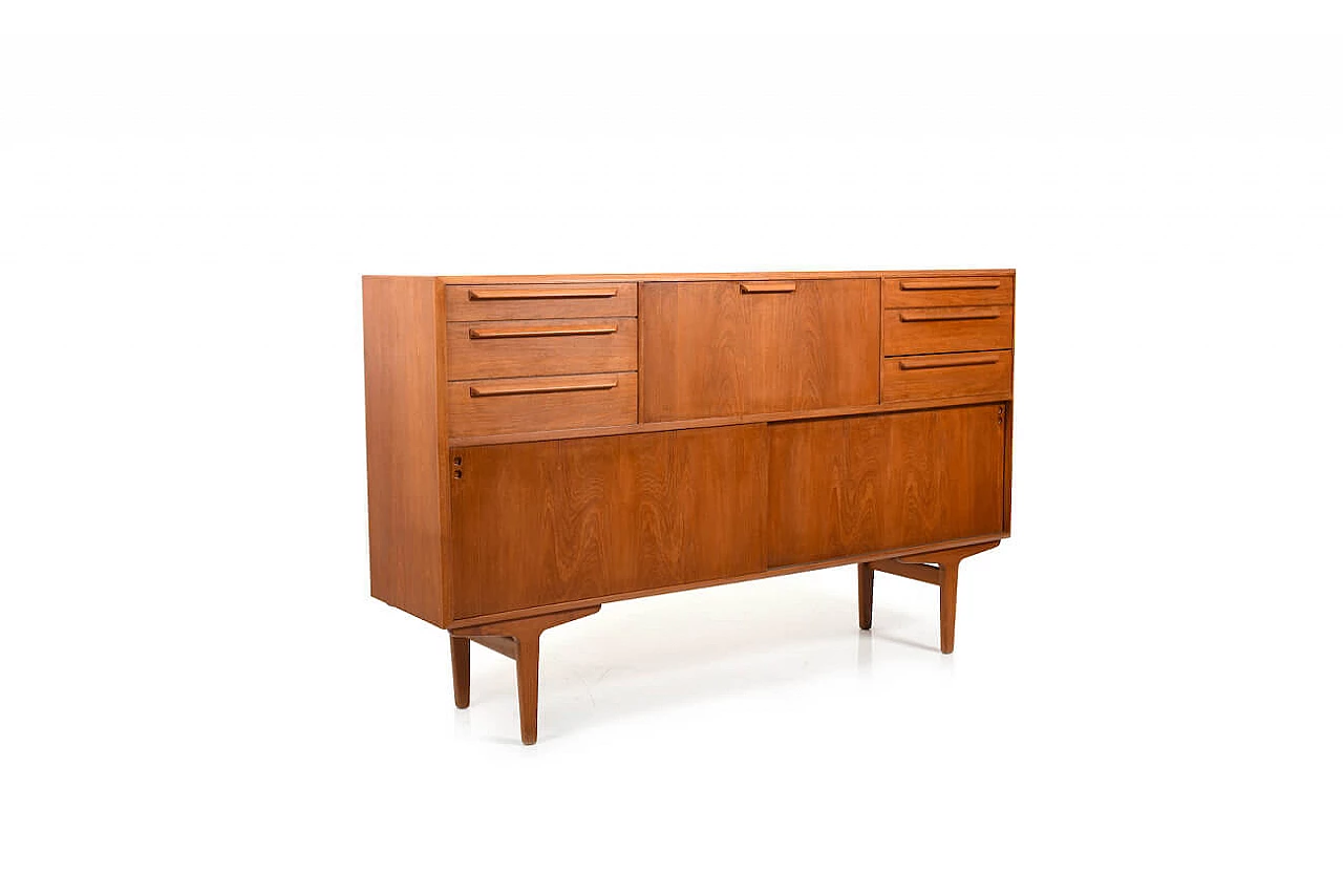 Credenza danese in teak con angolo bar, anni '50 1156431