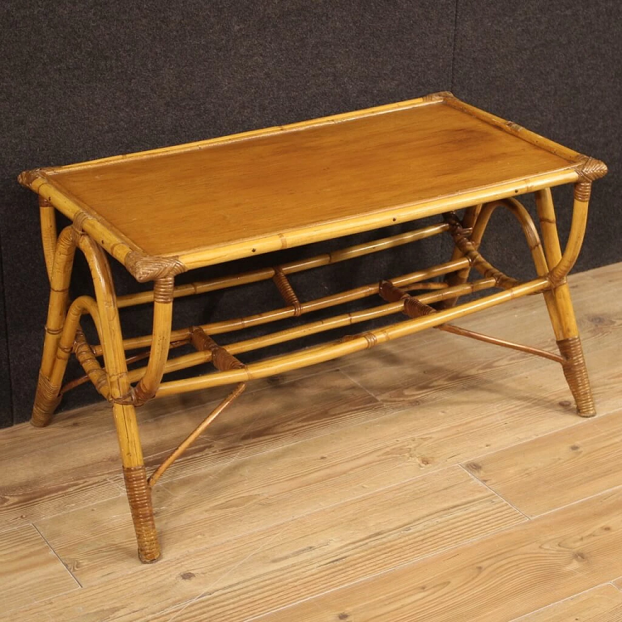 Italian Design Table in Bamboo, 1970s 1156504