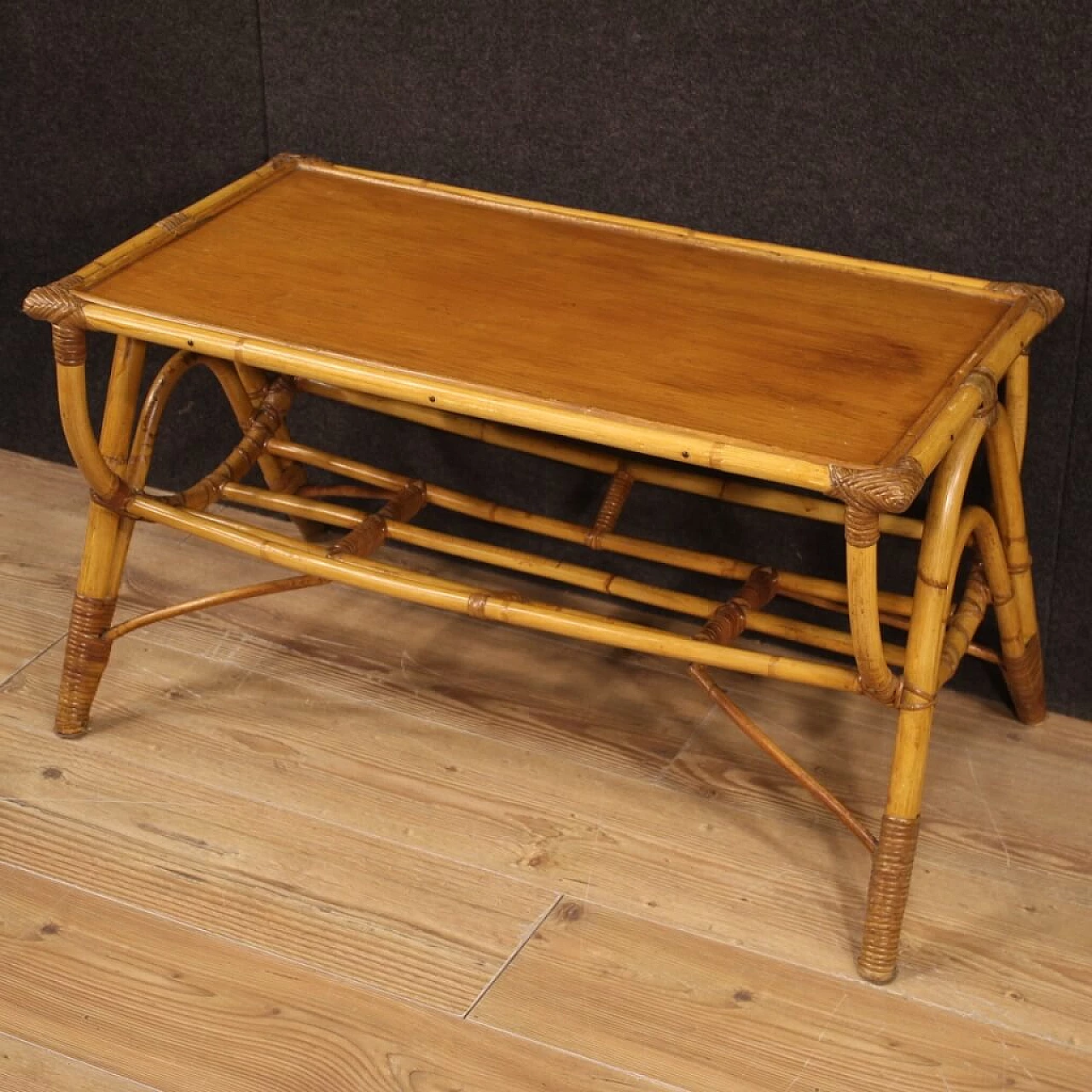 Italian Design Table in Bamboo, 1970s 1156506