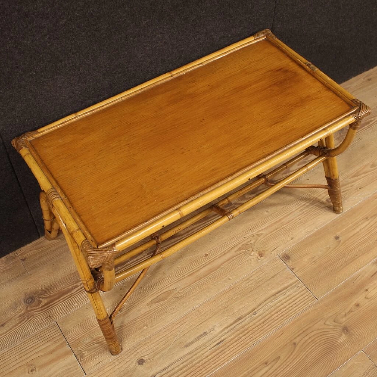 Italian Design Table in Bamboo, 1970s 1156514