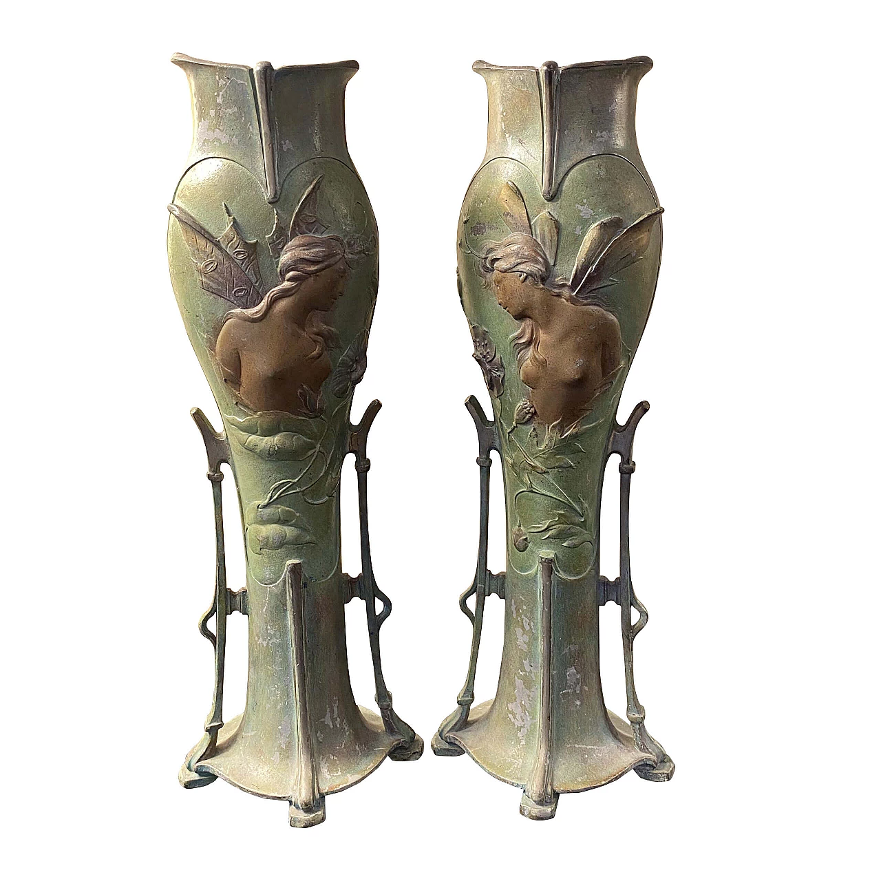Pair of Art Nouveau vases from Lesueur Paris, 1920s 1156566