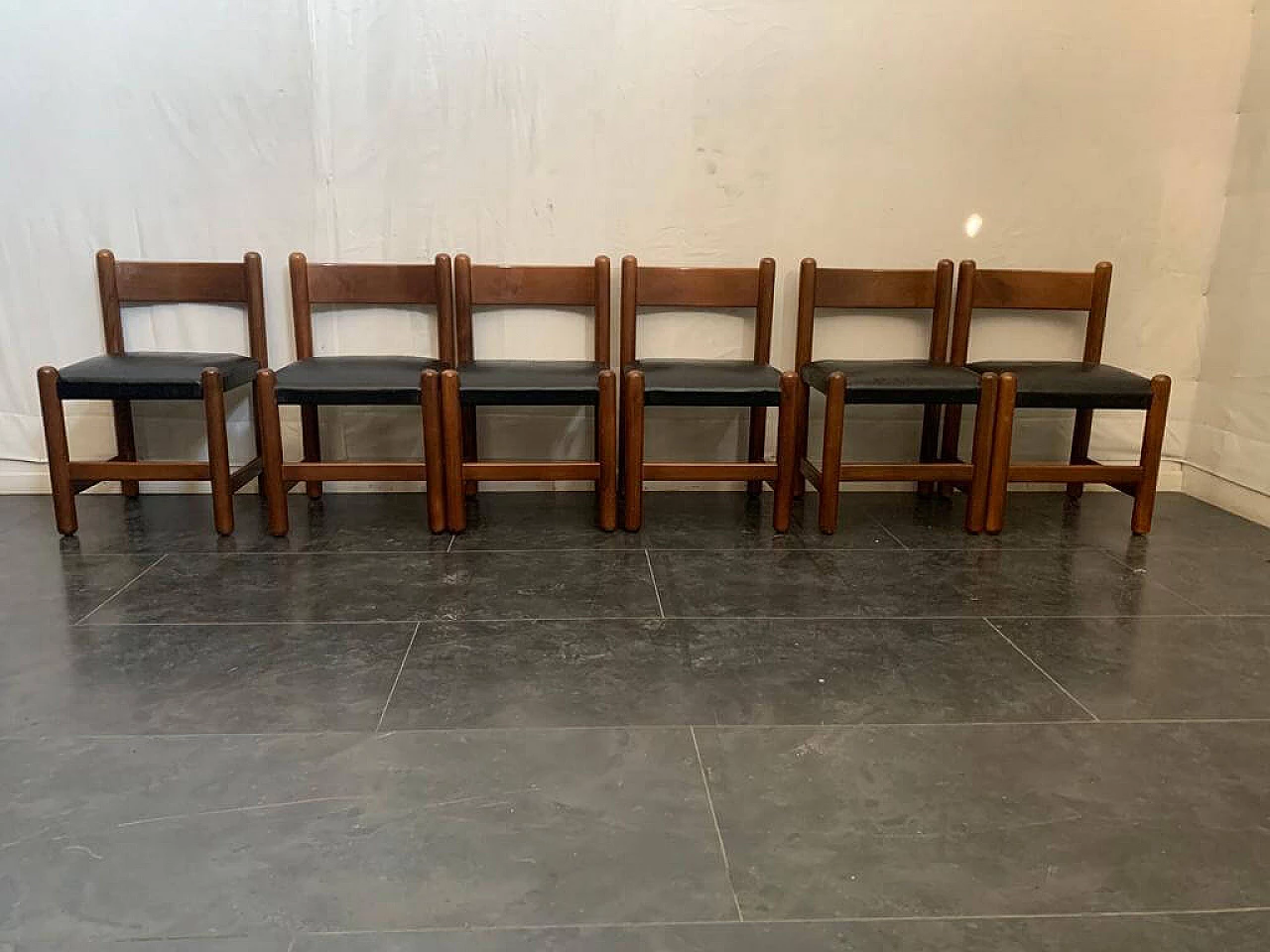 6 Wooden chairs, 70s 1156568