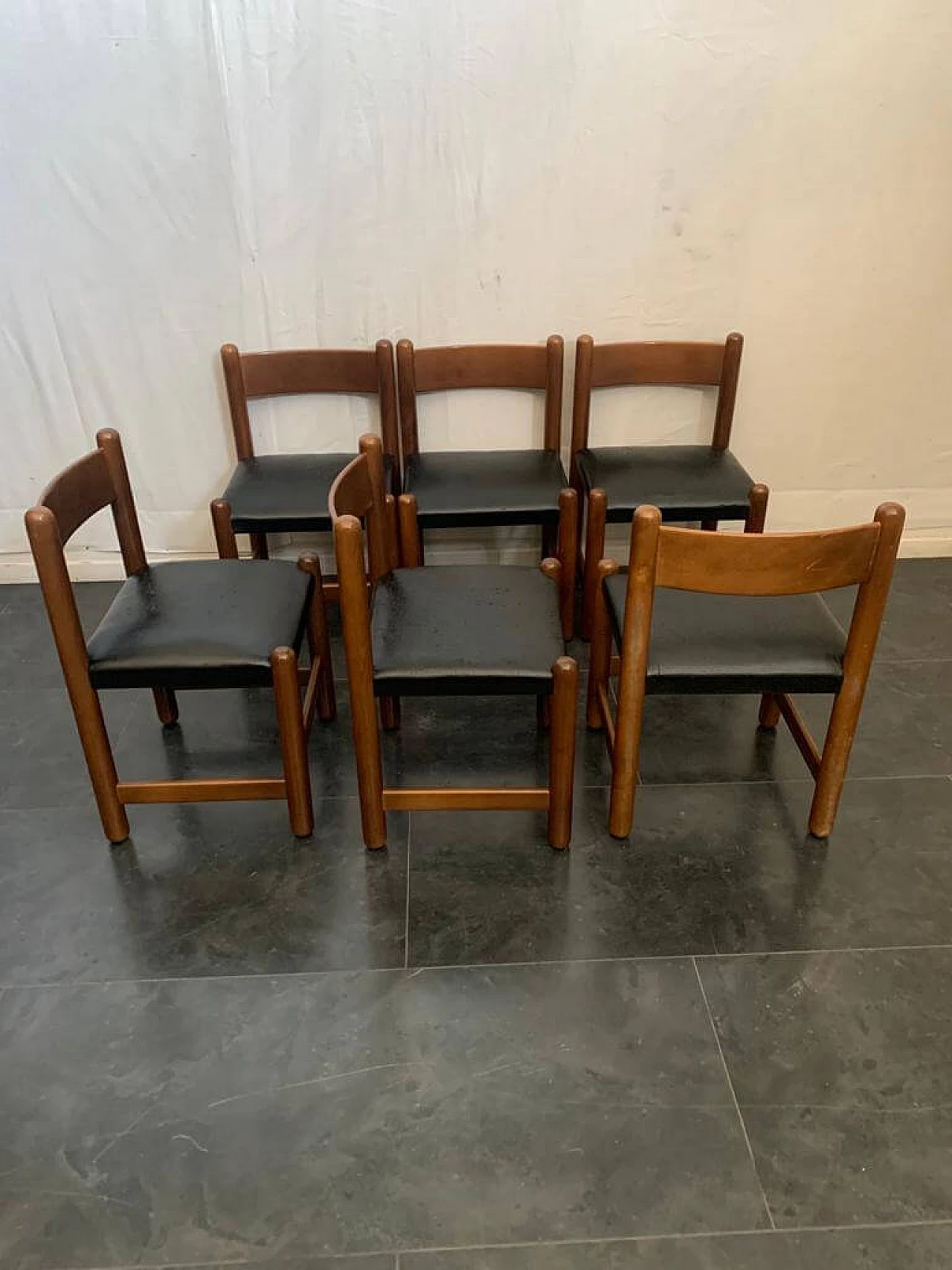 6 Wooden chairs, 70s 1156574