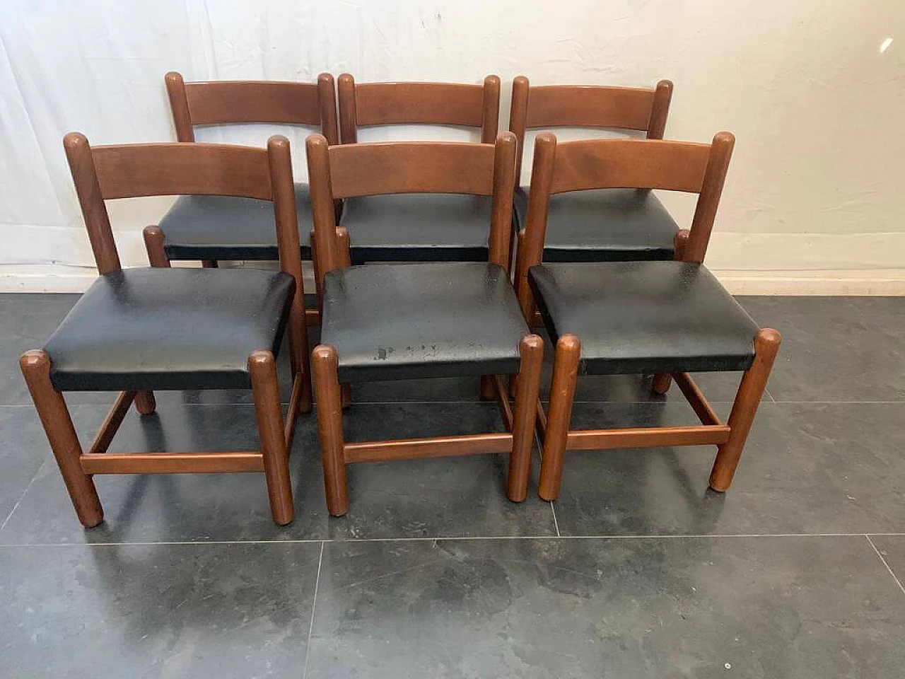 6 Wooden chairs, 70s 1156575