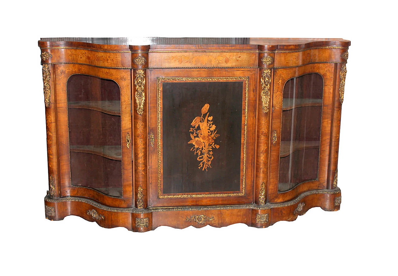 Credenza inglese in radica di noce, sec XIX 1156891