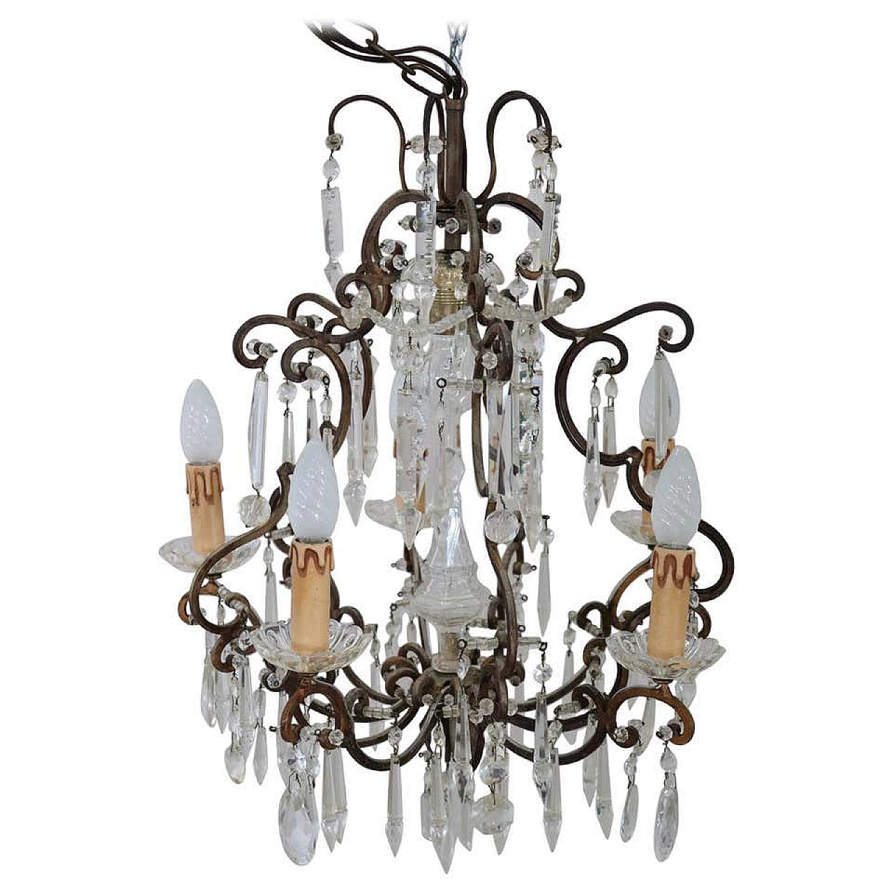 Antique chandelier in bronze and crystal Art Nouveau, early XX century 1156911