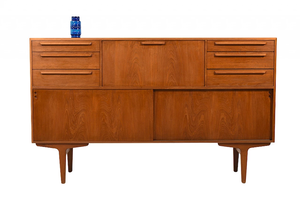 Credenza danese in teak con angolo bar, anni '50 1156938