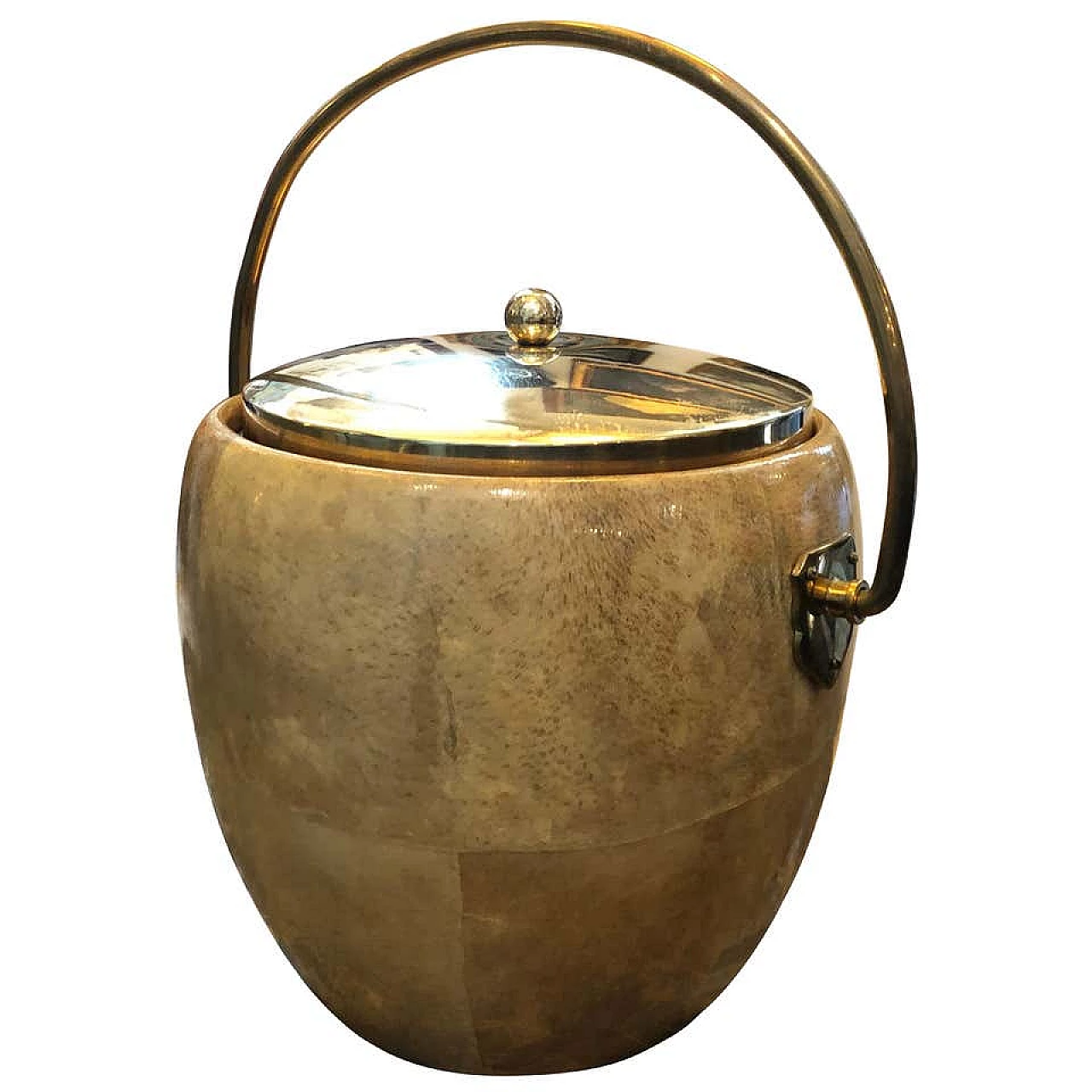 Ice bucket made of brass and goatskin by Aldo Tura, 1960s 1157064