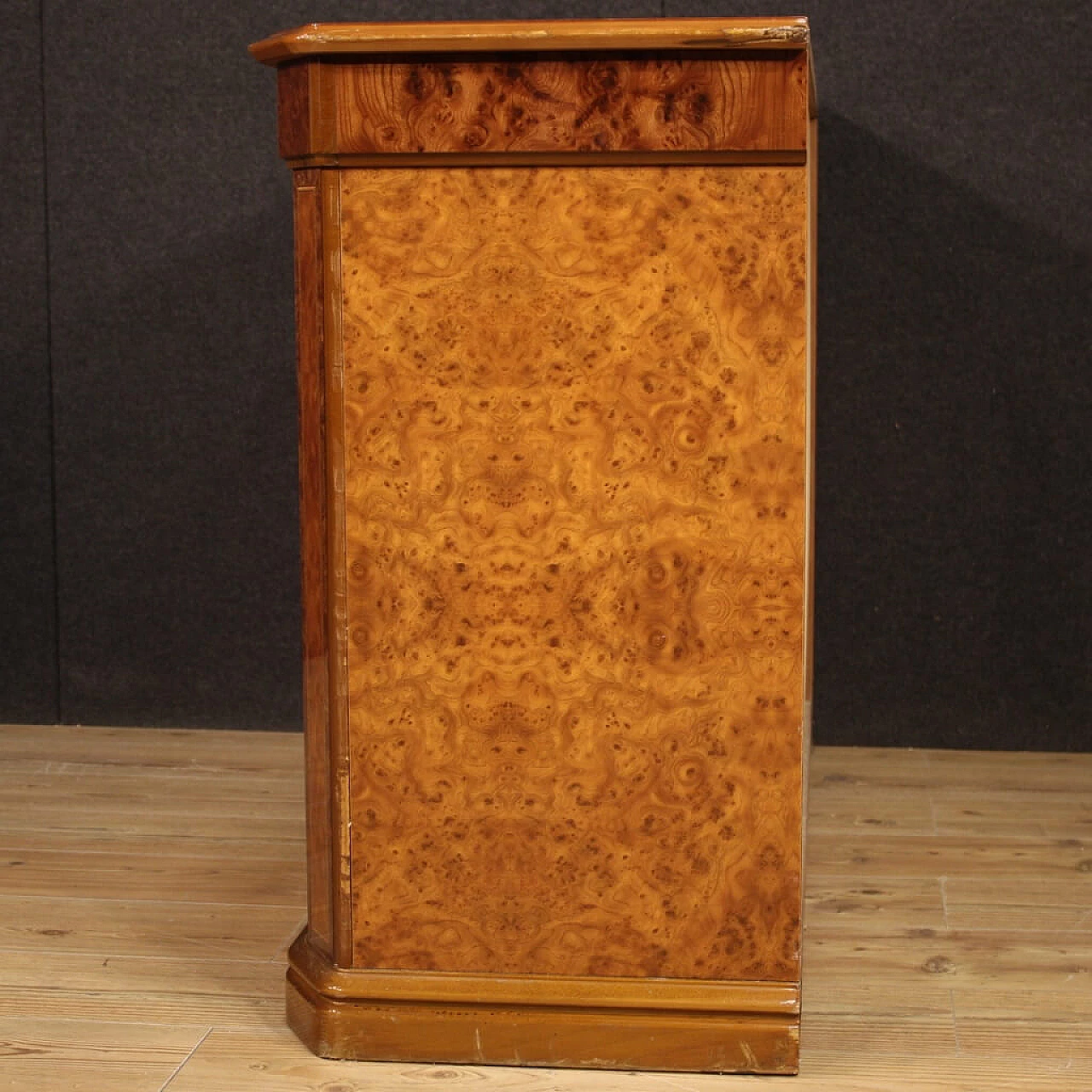 Chest of drawers in walnut, briar, bois de rose, beech and fruit wood, 1970s 1157162