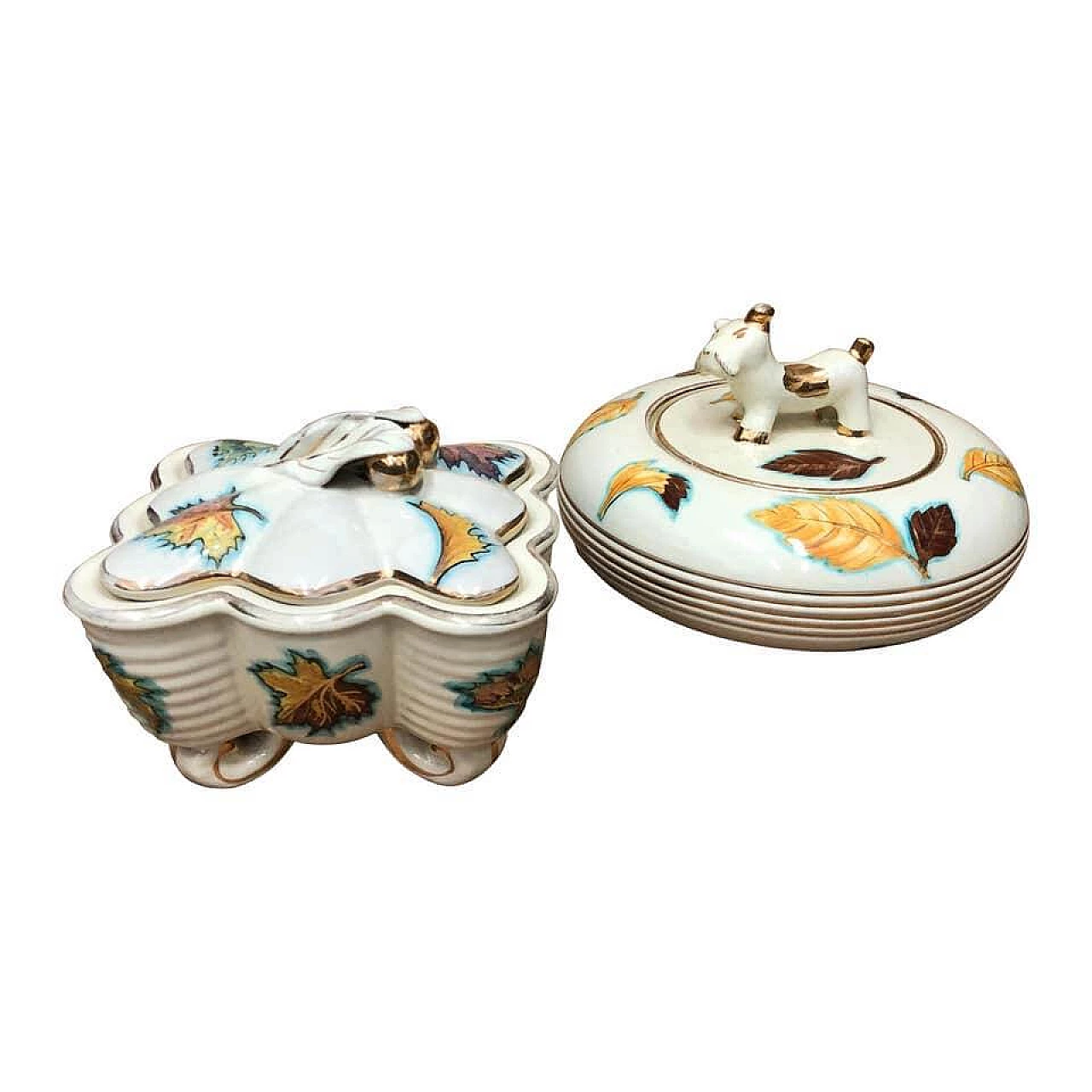 Pair of Italian ceramic boxes of modern mid-century Deruta, 1960s 1157228