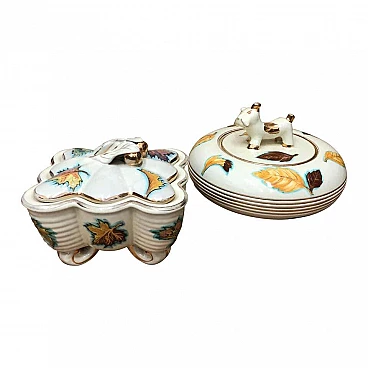 Pair of Italian ceramic boxes of modern mid-century Deruta, 1960s
