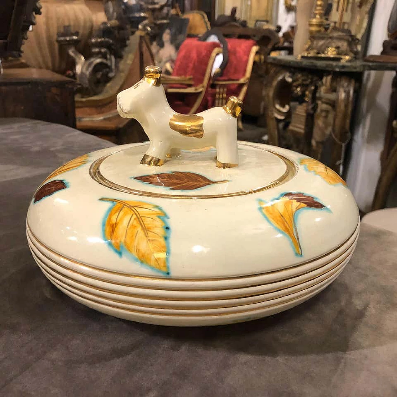 Pair of Italian ceramic boxes of modern mid-century Deruta, 1960s 1157229