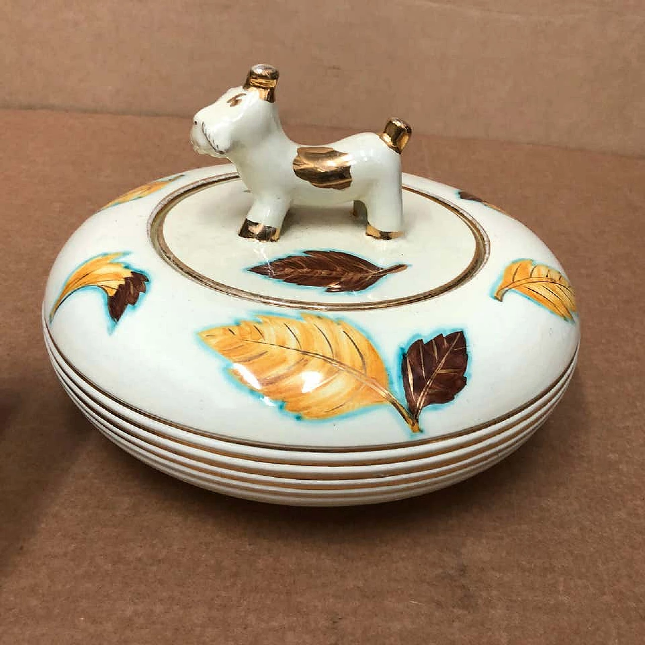 Pair of Italian ceramic boxes of modern mid-century Deruta, 1960s 1157234