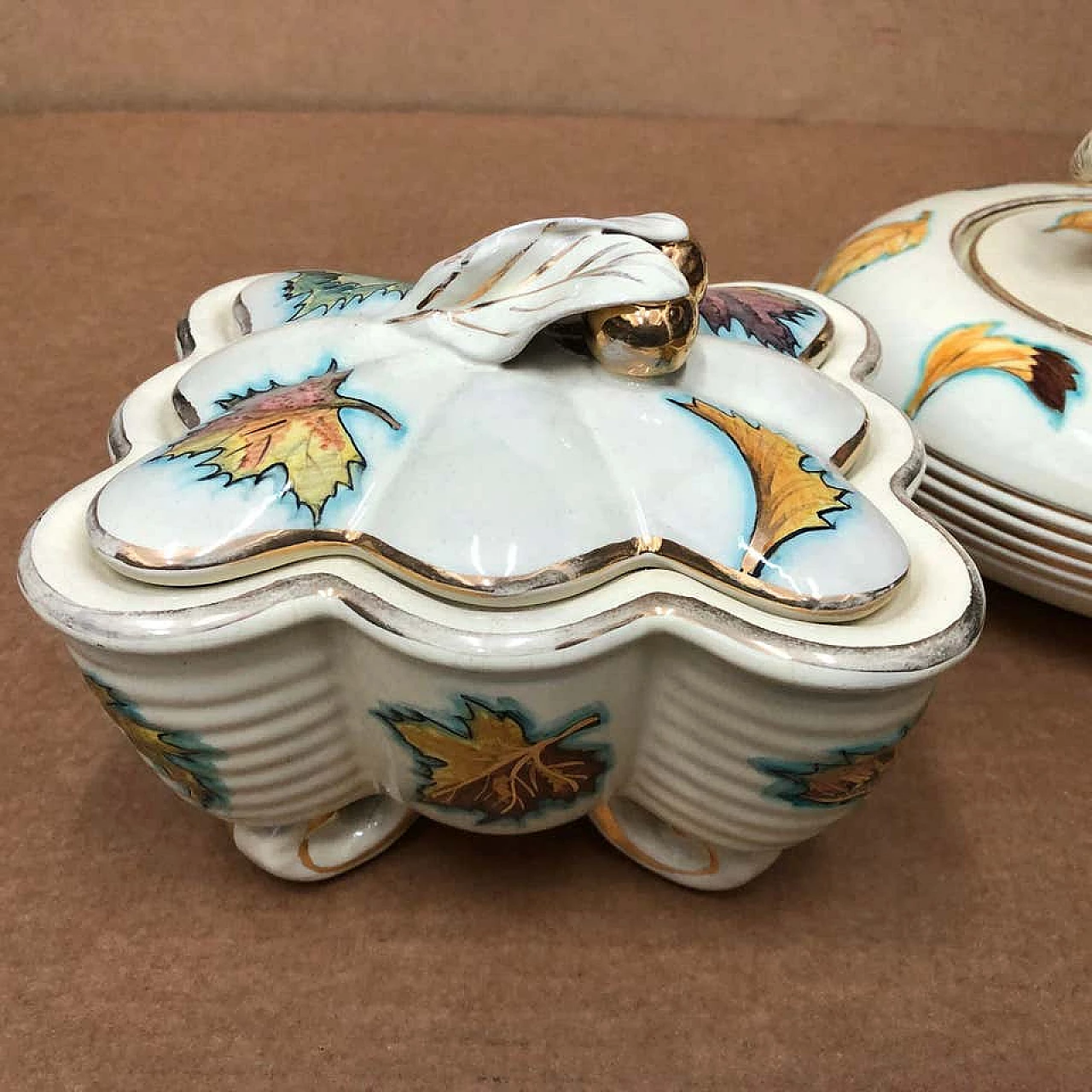 Coppia di scatole di ceramica italiana di Deruta, anni '60 1157235
