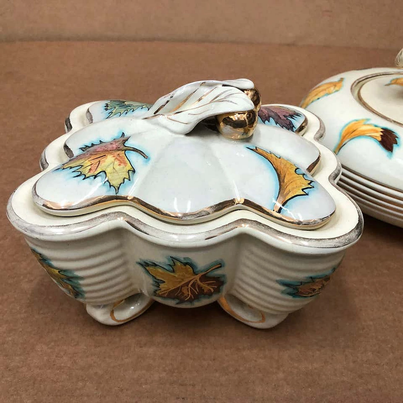 Pair of Italian ceramic boxes of modern mid-century Deruta, 1960s 1157235