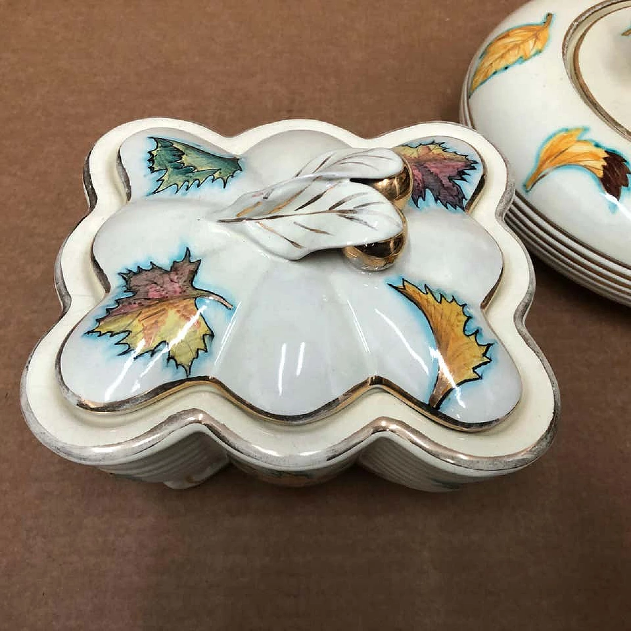 Pair of Italian ceramic boxes of modern mid-century Deruta, 1960s 1157236