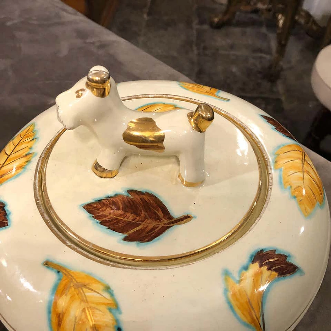 Pair of Italian ceramic boxes of modern mid-century Deruta, 1960s 1157238