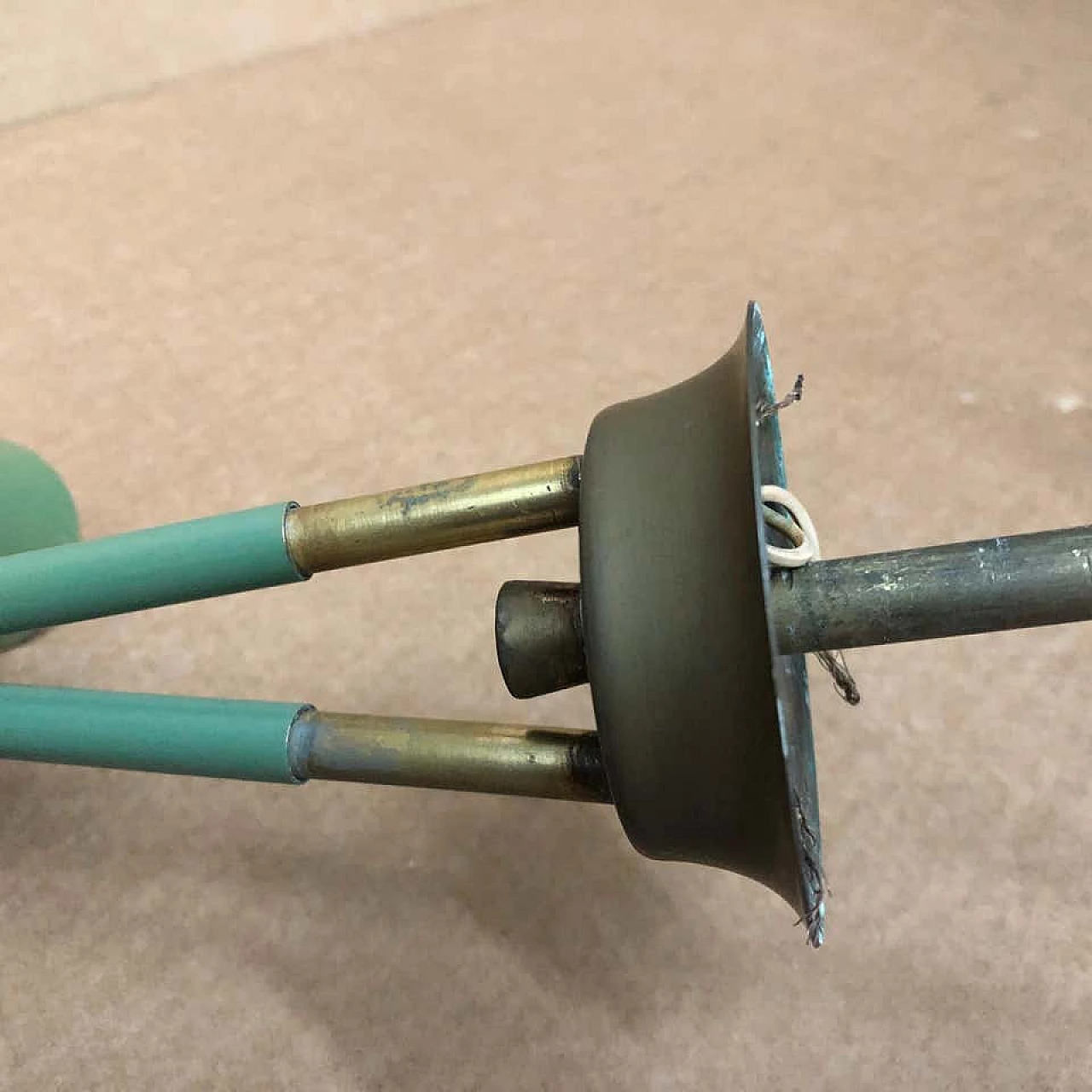 Lampada a sospensione Stilnovo in ottone e vetro, anni '50 1157282