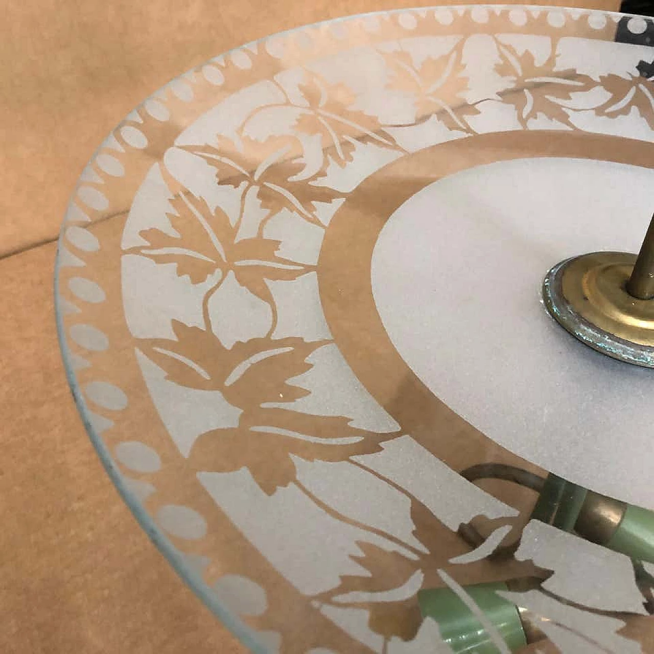 Lampada a sospensione Stilnovo in ottone e vetro, anni '50 1157285