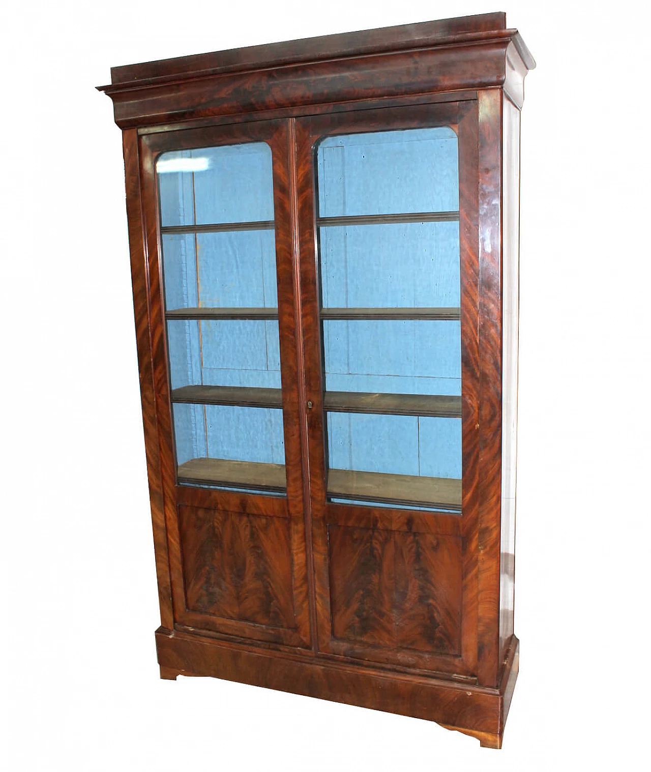 Libreria francese in piuma di mogano ed interni in rovere, '800 1157550