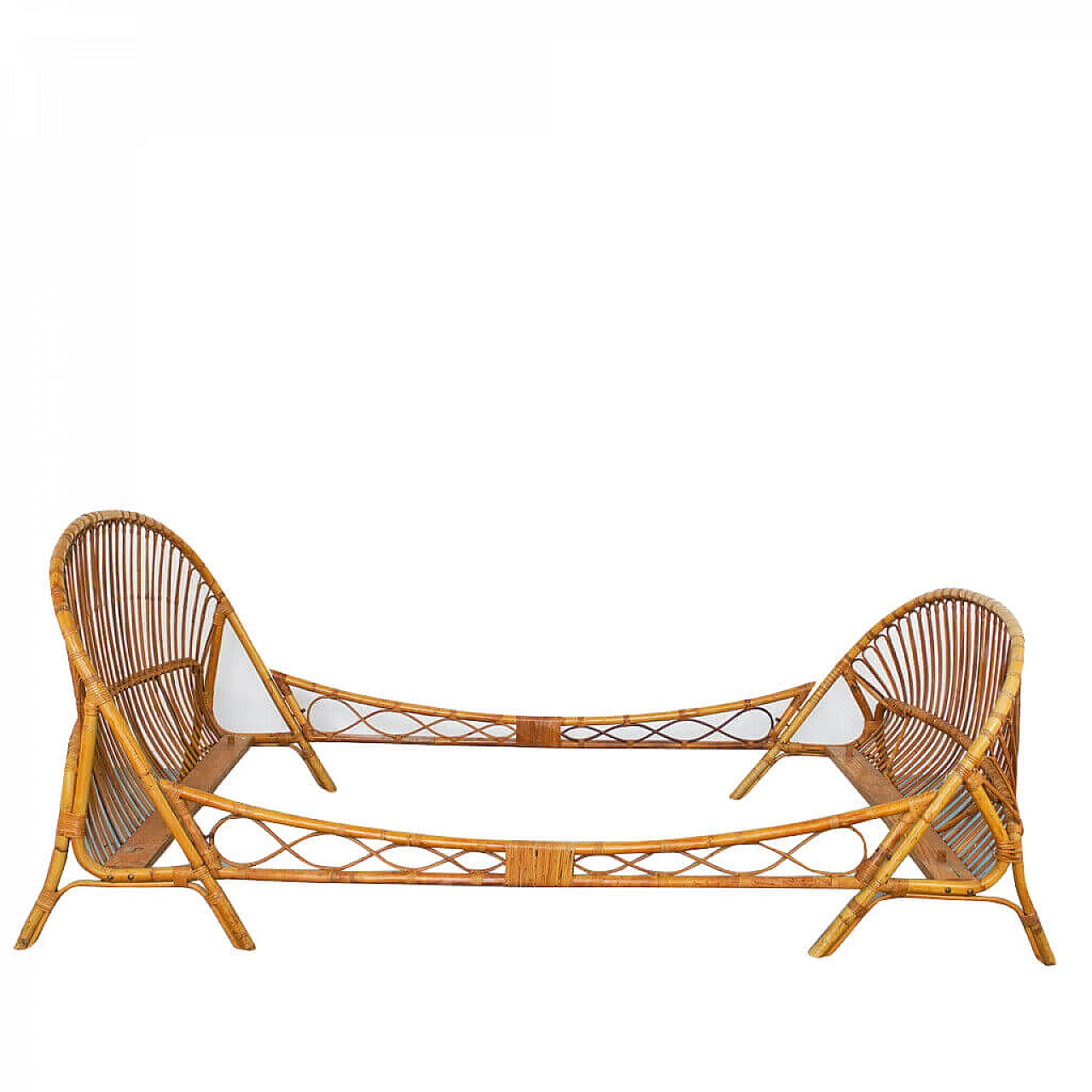 Letto francese in bamboo e midollino, anni '70 1157575